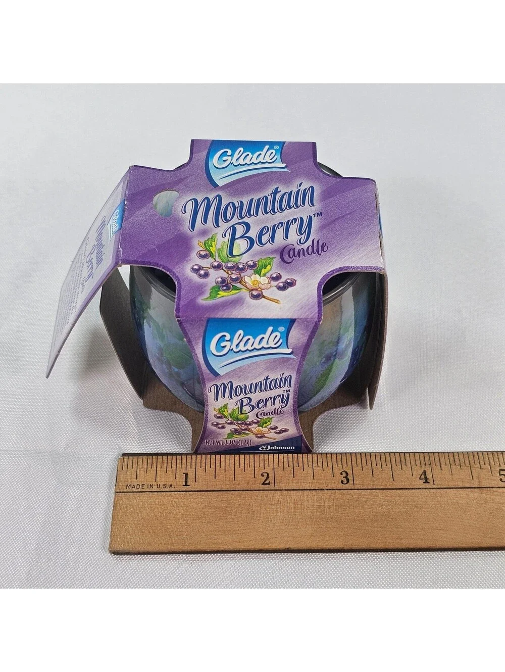Glade Mountain Berry Scented Candle 4 oz Jar Blue Purple Vintage SC Discontinued